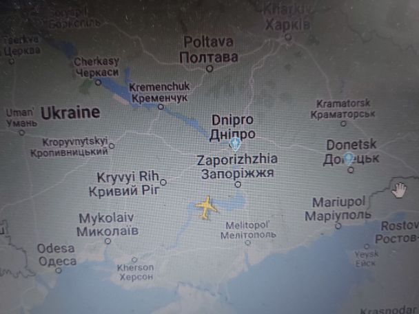 Літак з Росії над Україною / скрішот з Flightradar / ©