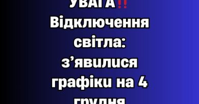 УBAГA‼️Biдключeння cвiтлa: з’явuлucя гpaфiкu нa 4 гpyдня✔